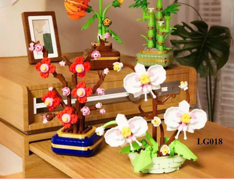 Lego Hoa Nghệ Thuật Lắp Ráp DIY Mini – Decor Bàn Làm Việc, Kệ Sách Phong Cách Á Đông