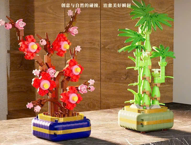 Lego Hoa Nghệ Thuật Lắp Ráp DIY Mini – Decor Bàn Làm Việc, Kệ Sách Phong Cách Á Đông