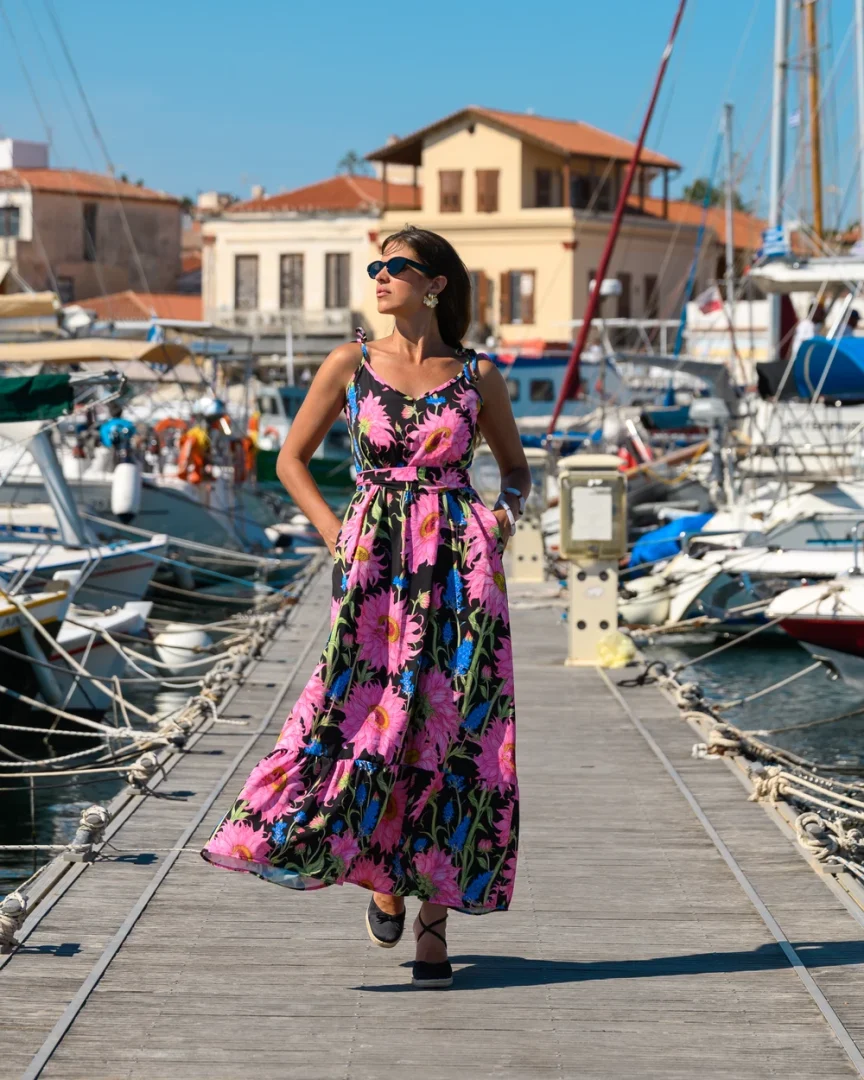 So bohemian Milly Maxi Dress (Black Sunflowers)