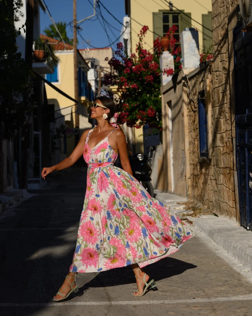 So bohemian Zeta Dress (White Sunflowers)