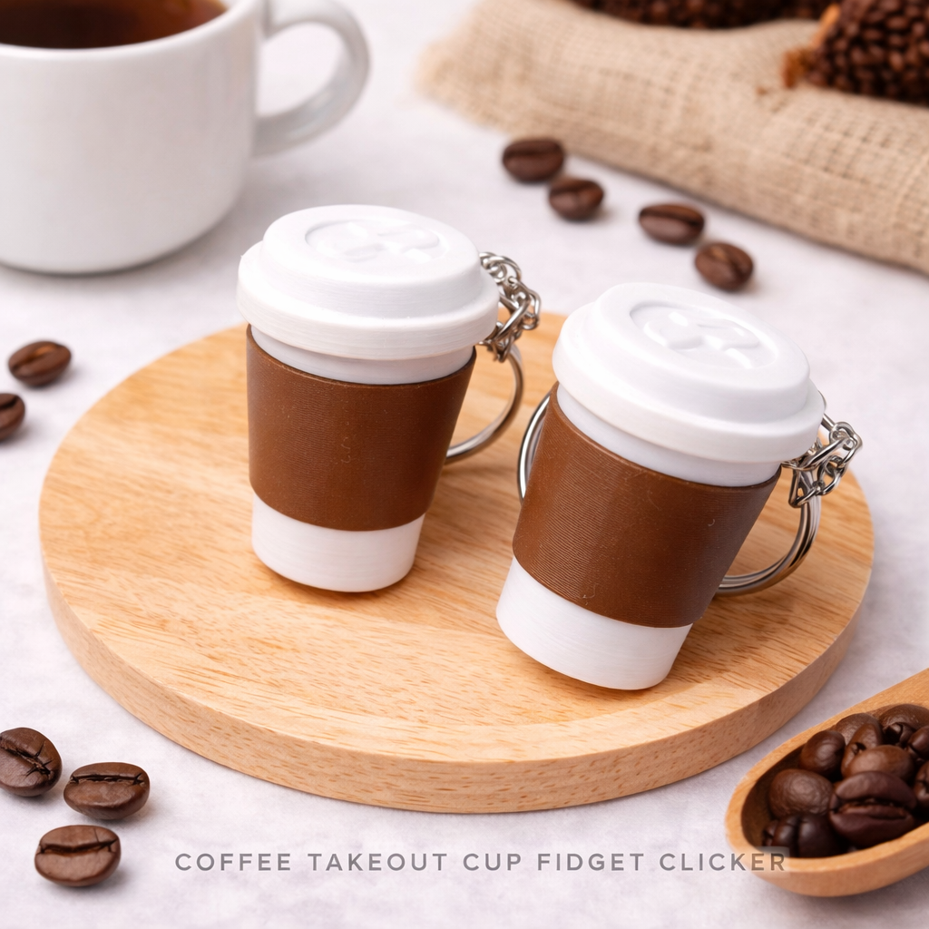 3D Printed Coffee Take-Out Cup Keychain – Cute Mini Coffee Cup Keychain Souvenir