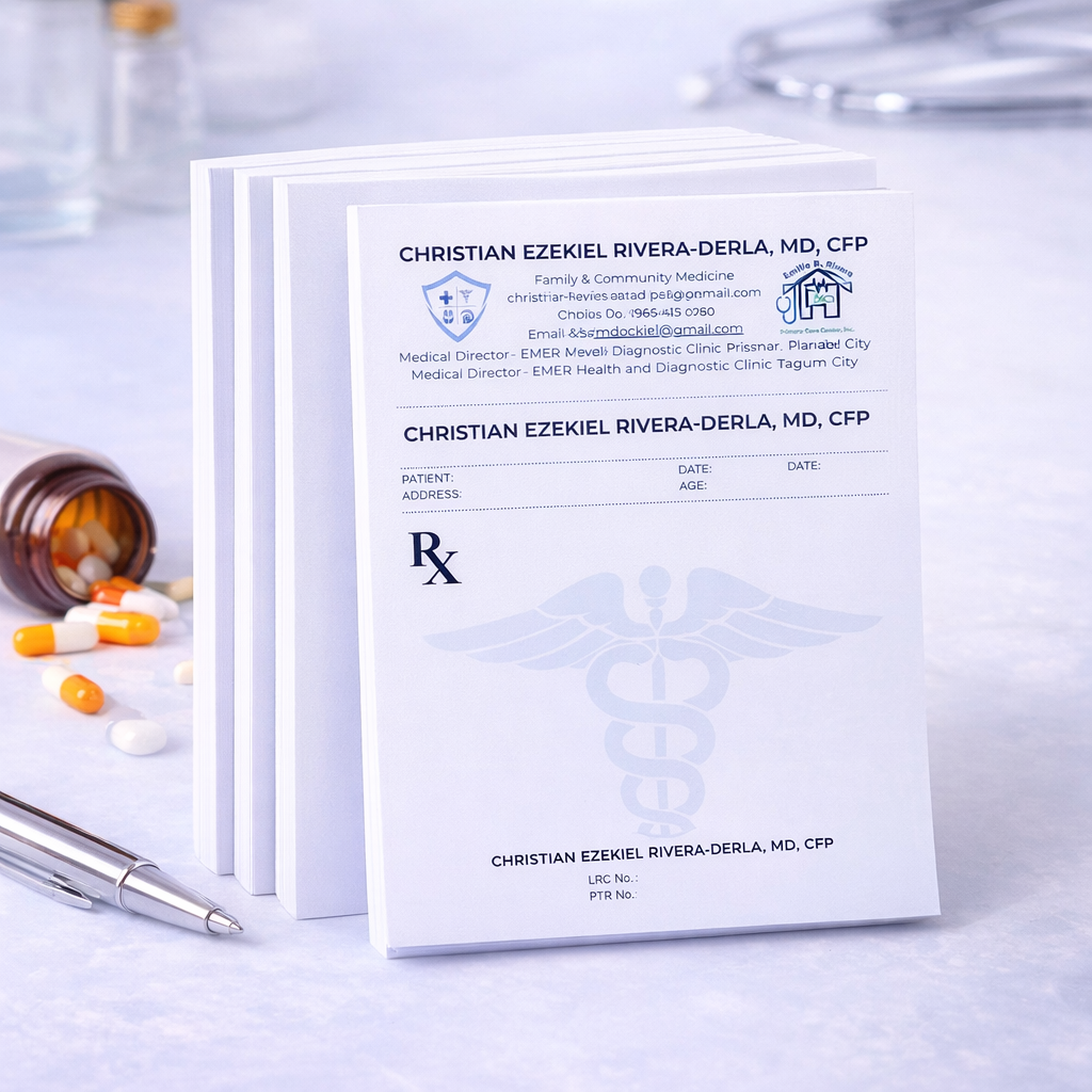 Customized Prescription Pads – A5 Size, 100 Pages, 70gsm Paper for Clinics & Medical Use