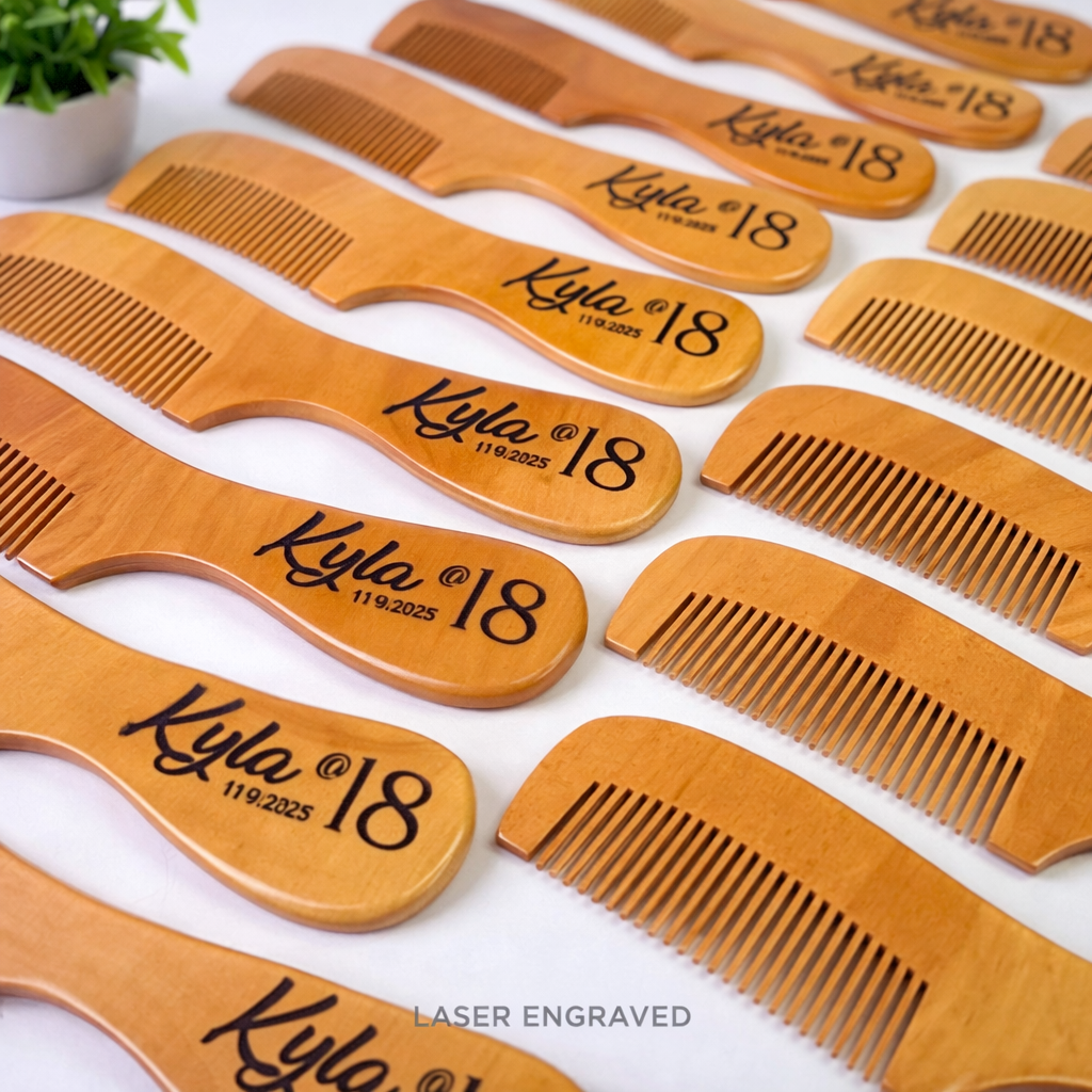 Laser Engraved Wooden Comb – Personalized Wooden Hair Comb Gift & Souvenir
