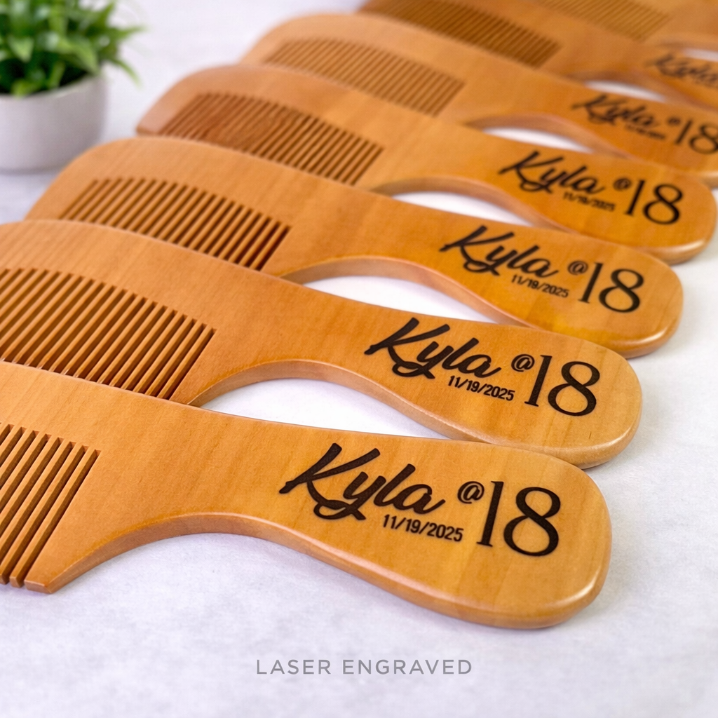 Laser Engraved Wooden Comb – Personalized Wooden Hair Comb Gift & Souvenir