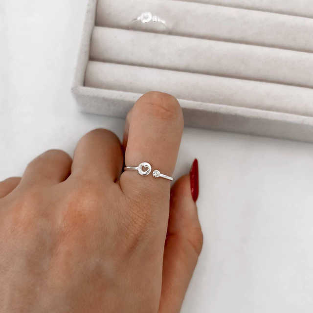 Anel coração e mini zircônia