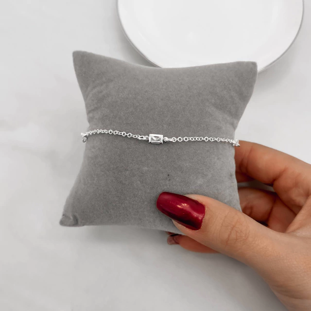 Pulseira entremeio zircônias retangulares