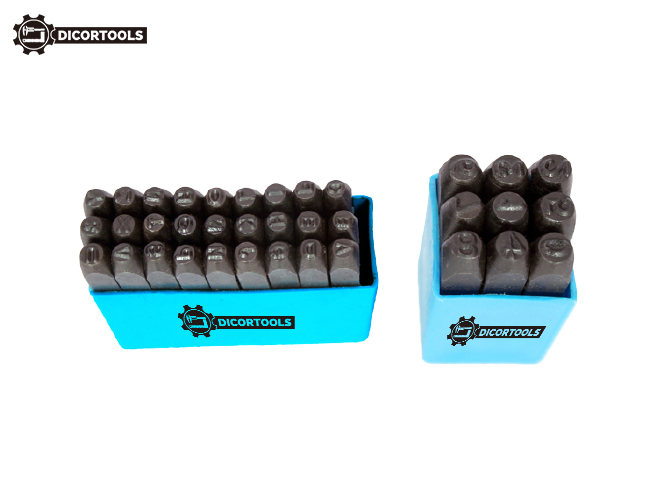 DICOR Industrial Grade 36-Piece Letter and Figure Punch Set - Hardened Carbon Steel
