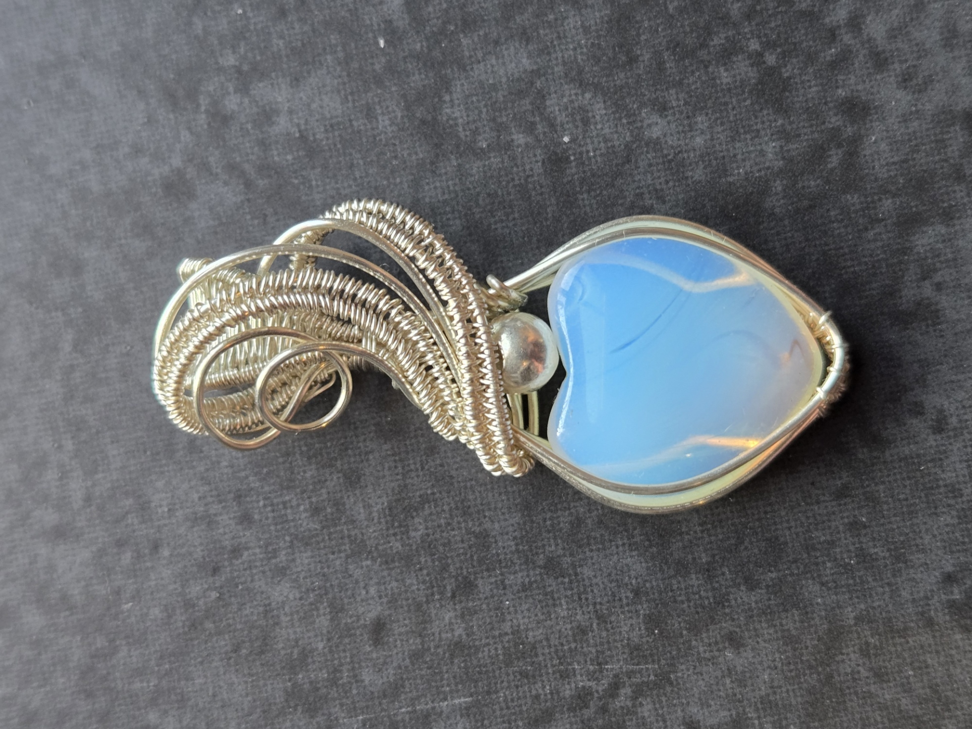 Pendentif cœur pierre opaline