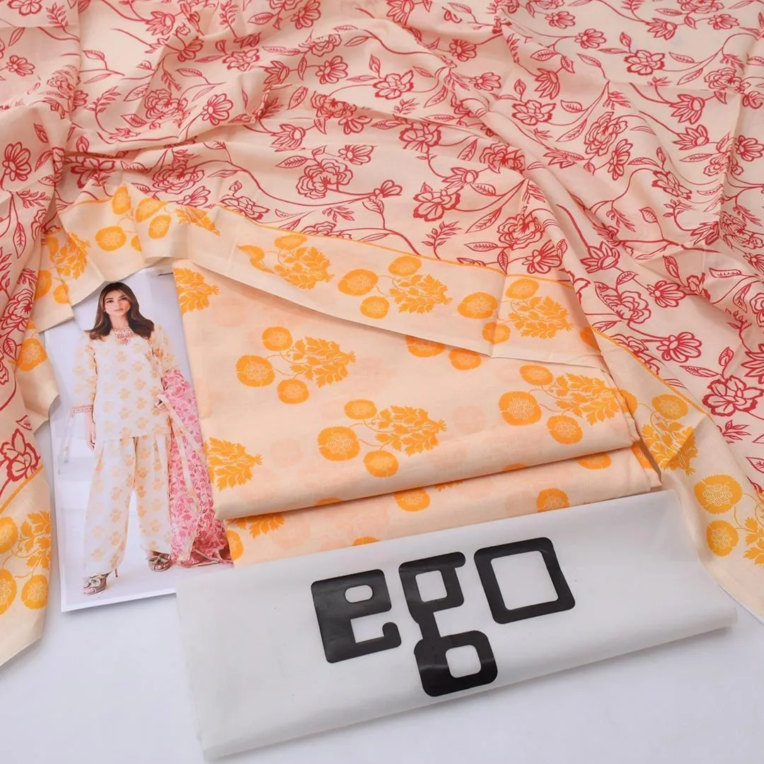 3 Pcs Women's Unstitched Printed Suit