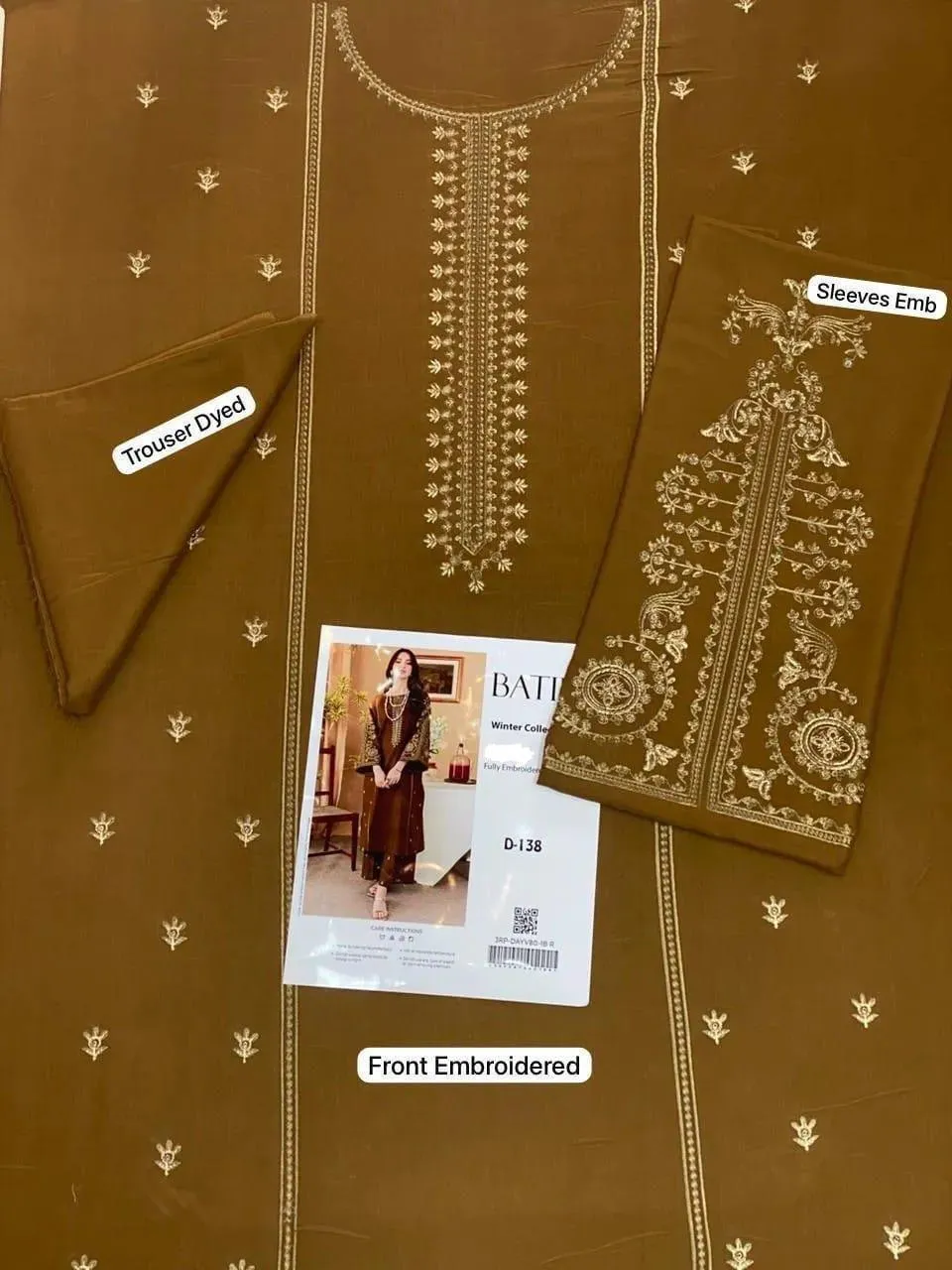 2 Pcs Women's Unstitched Embroidered Suit