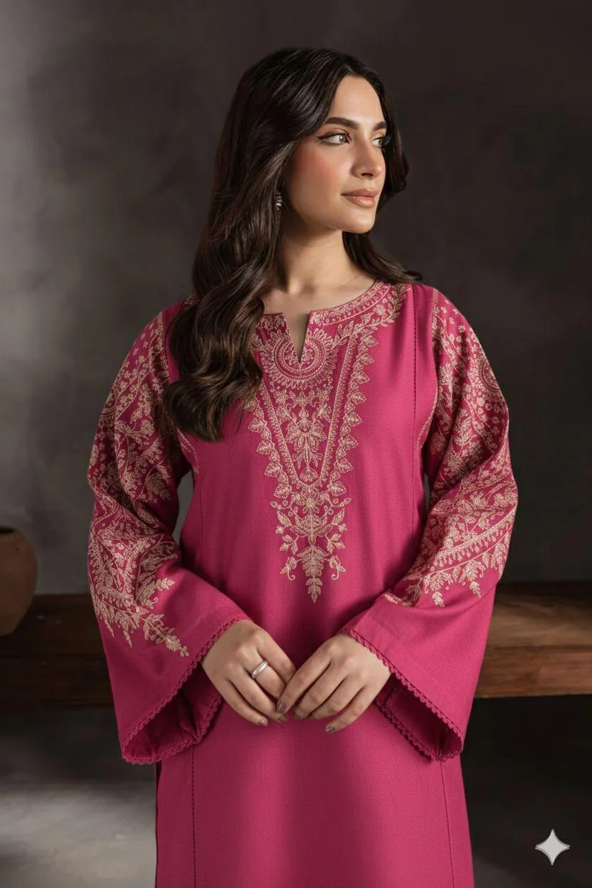 2 Pcs Women's Unstitched Embroidered Suit