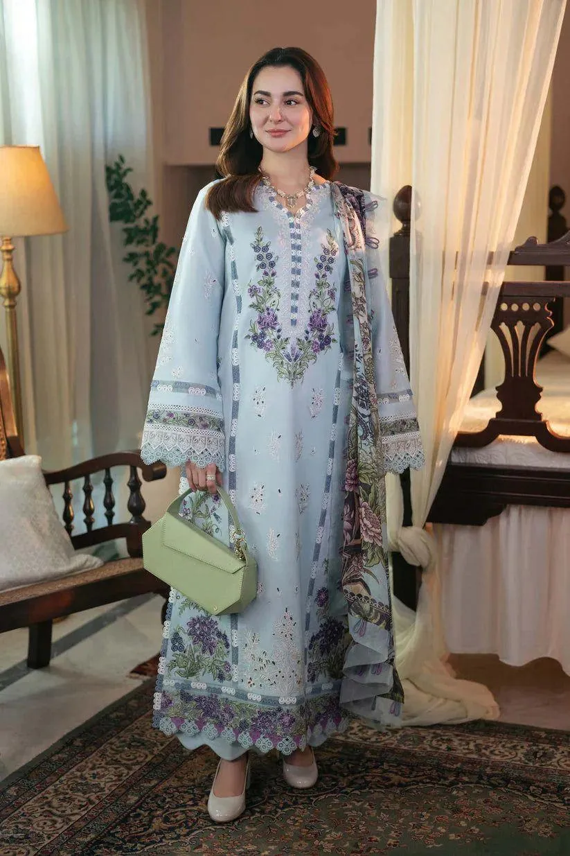 Grey Chikankari Embroidered Suit - 3Pc