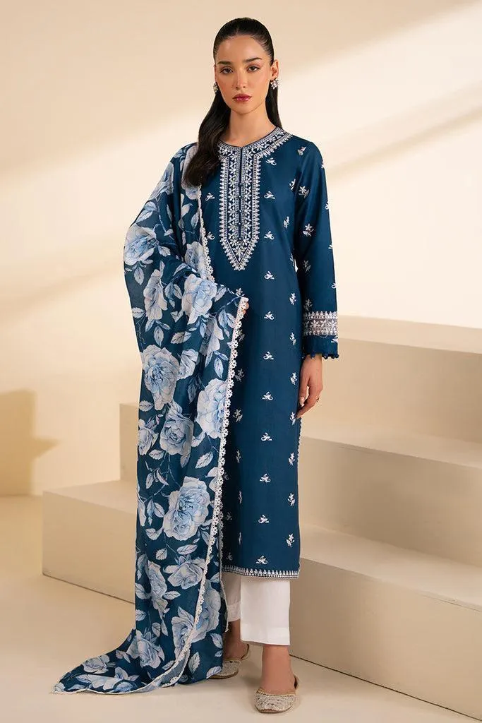 3 Piece Embroidered Blue Lawn Suit