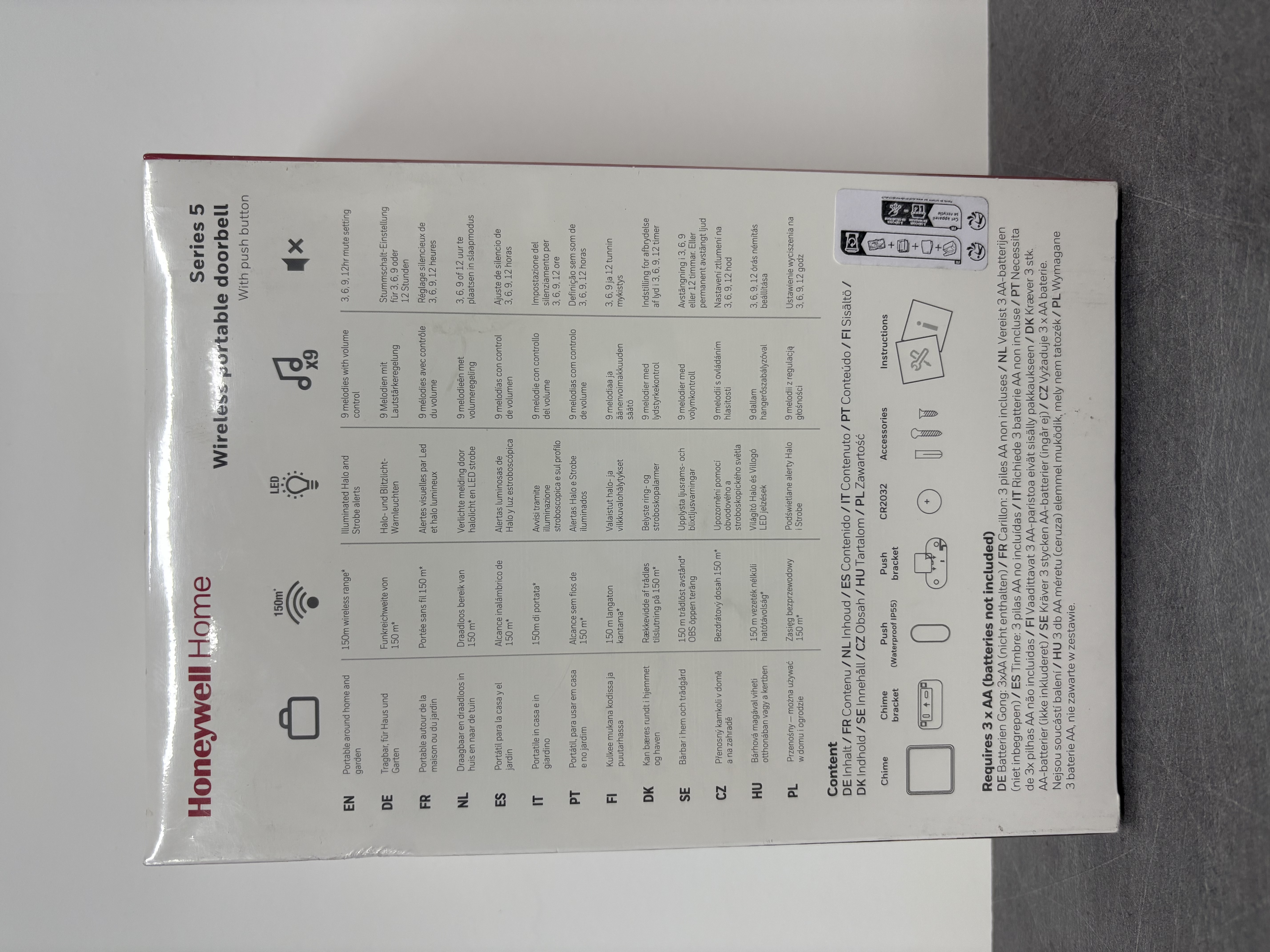 CARILLON DC515S BLANC SANS FIL LUMINEUX - HONEYWELL