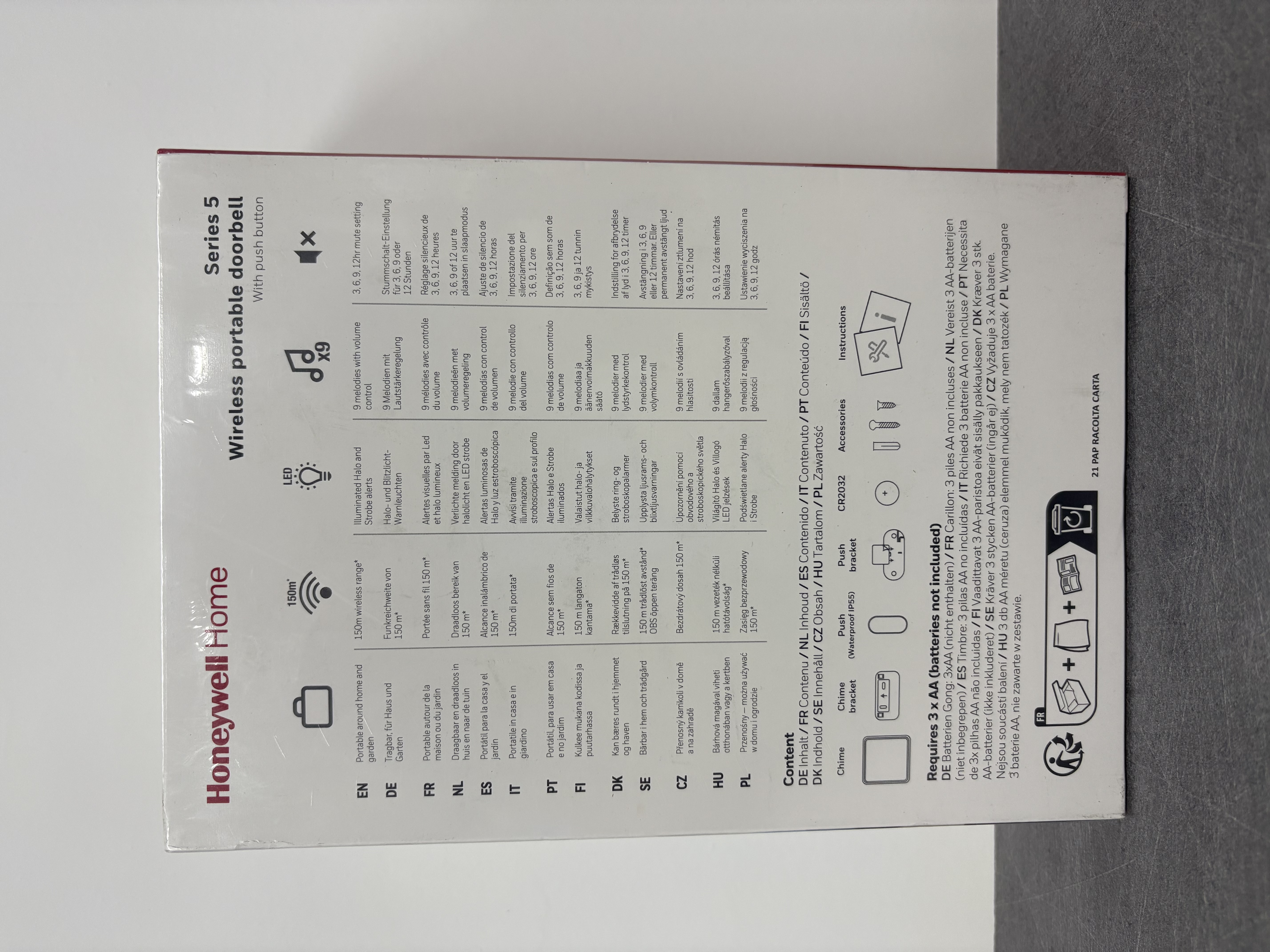 CARILLON DC515S ARGENT SANS FIL LUMINEUX - HONEYWELL