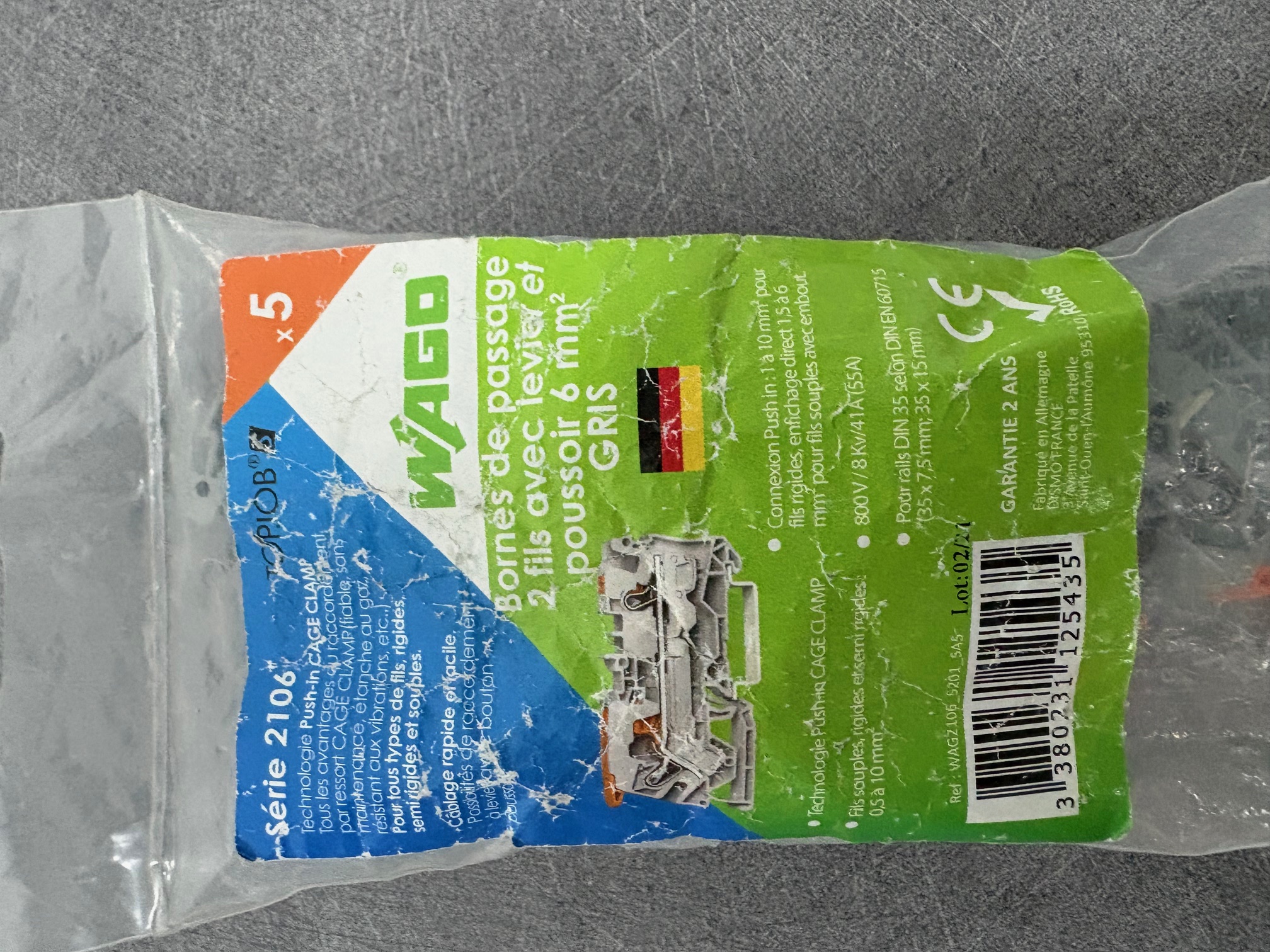 TopJobS BORNES DE PASSAGE 2 ENTREES WAGOS 6mm²