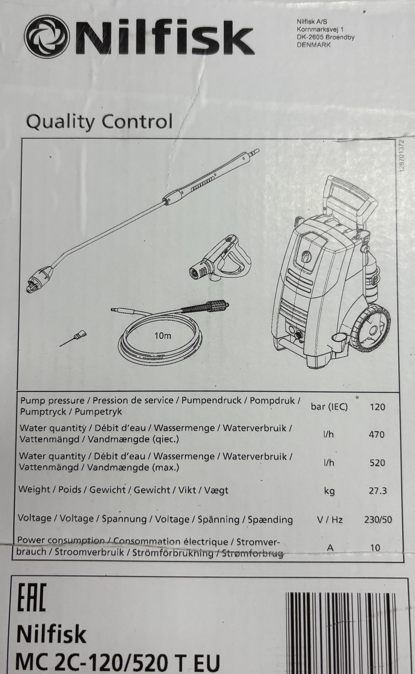 NETTOYEUR HAUTE PRESSION NILFISK MC 2C
