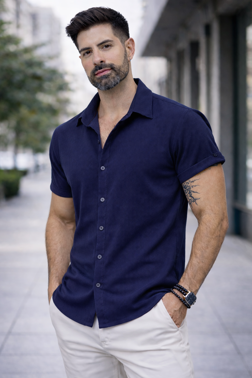 Camisa Waffle Algodón Premium (Pack 2 unidades)