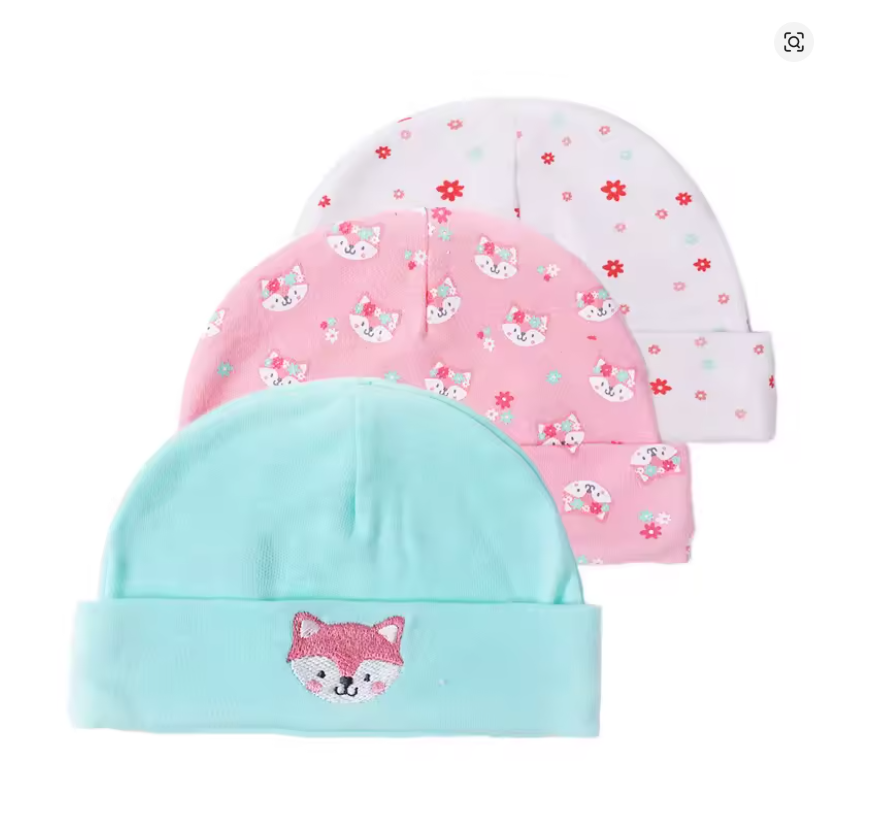 Baby Fox Print Beanie Set