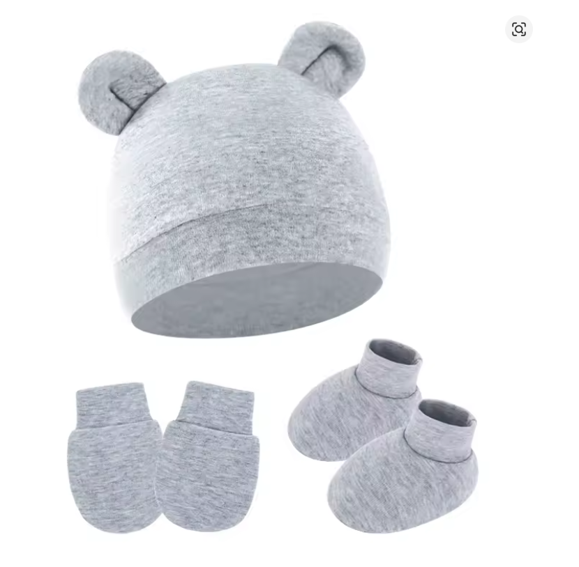 Baby Ear Hat, Mittens & Booties Set