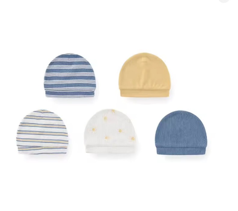 Baby Cotton Beanie Set