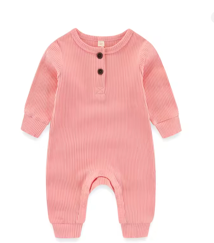 Pink Ribbed Baby Romper