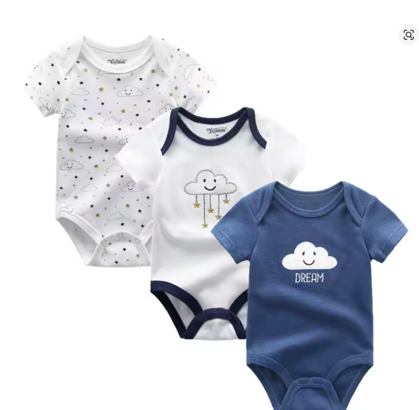 Cloud Print Baby Bodysuit Set