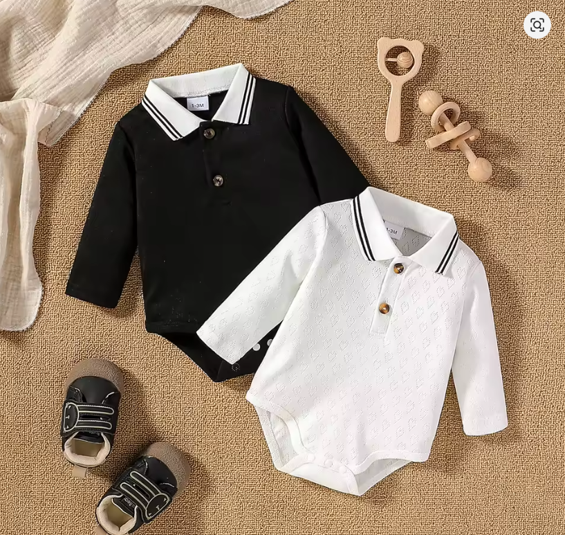Baby Polo Collar Bodysuit Set