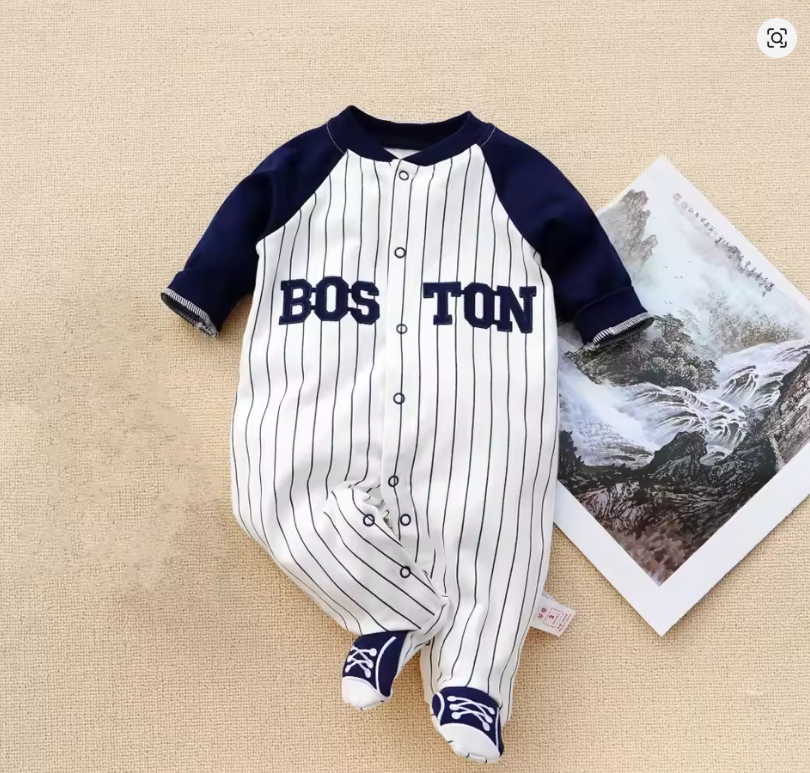 Boston Baseball Baby Romper