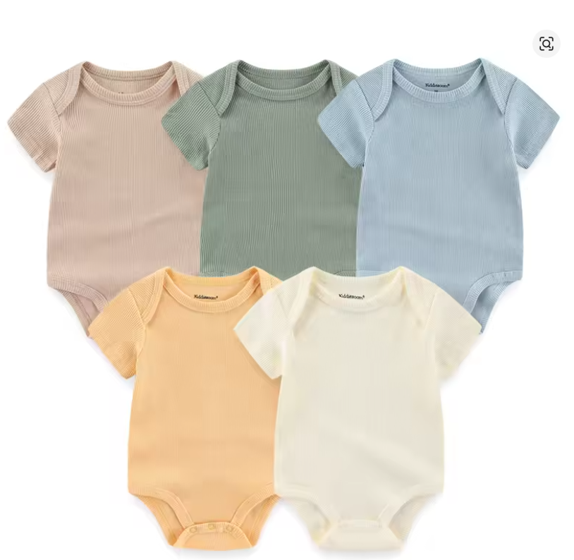 Five-Pack Ribbed Baby Bodysuits