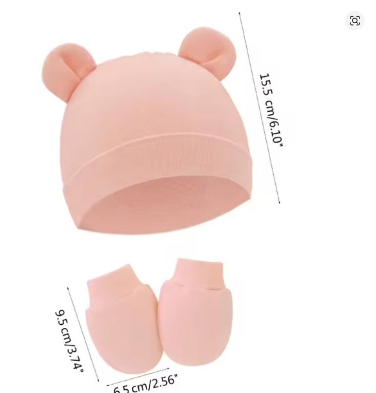 Baby Pink Hat, Mittens & Booties Set
