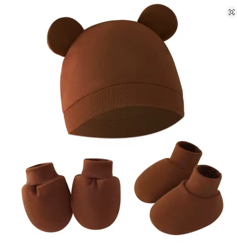 Baby Bear Hat & Mittens Set