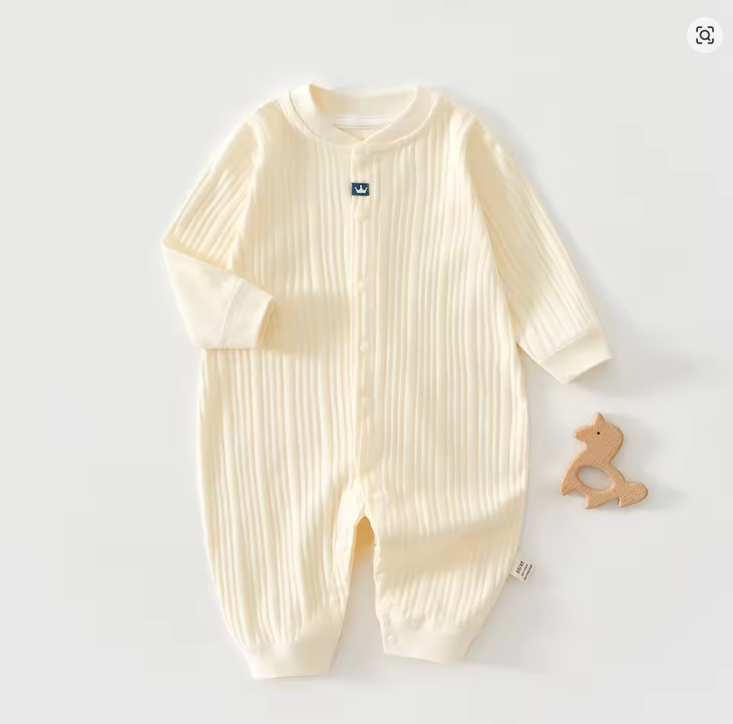 Cream Ribbed Baby Romper