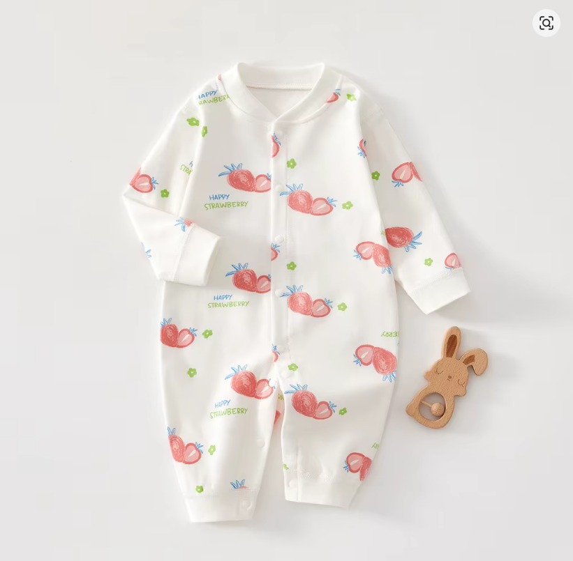 Strawberry Print Baby Romper