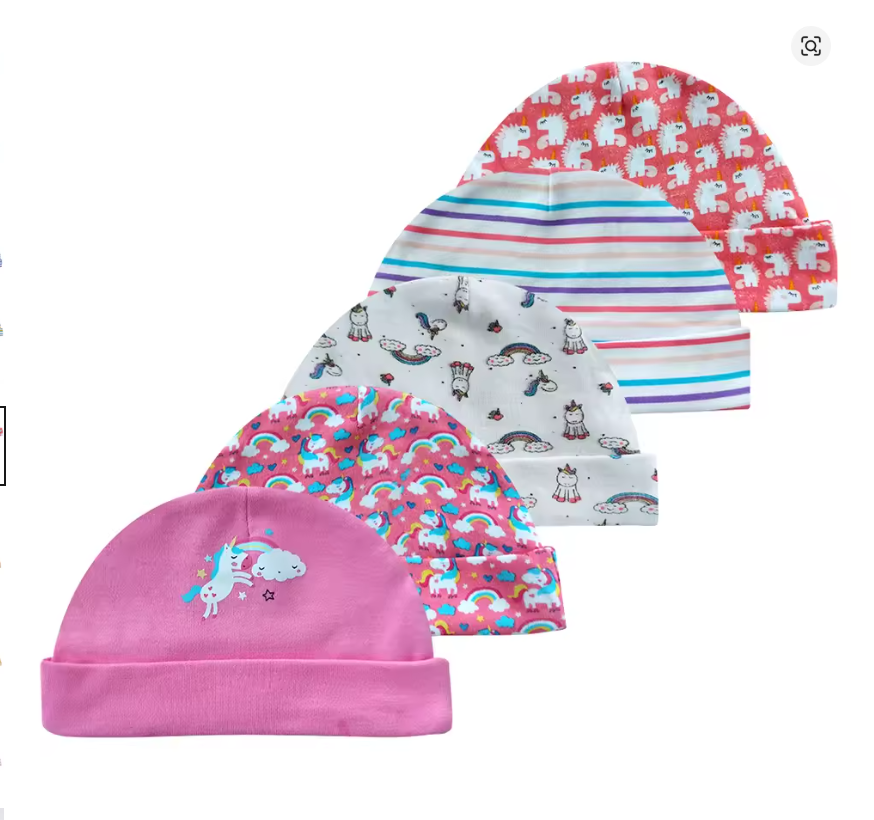 Baby Printed Cotton Beanies Set