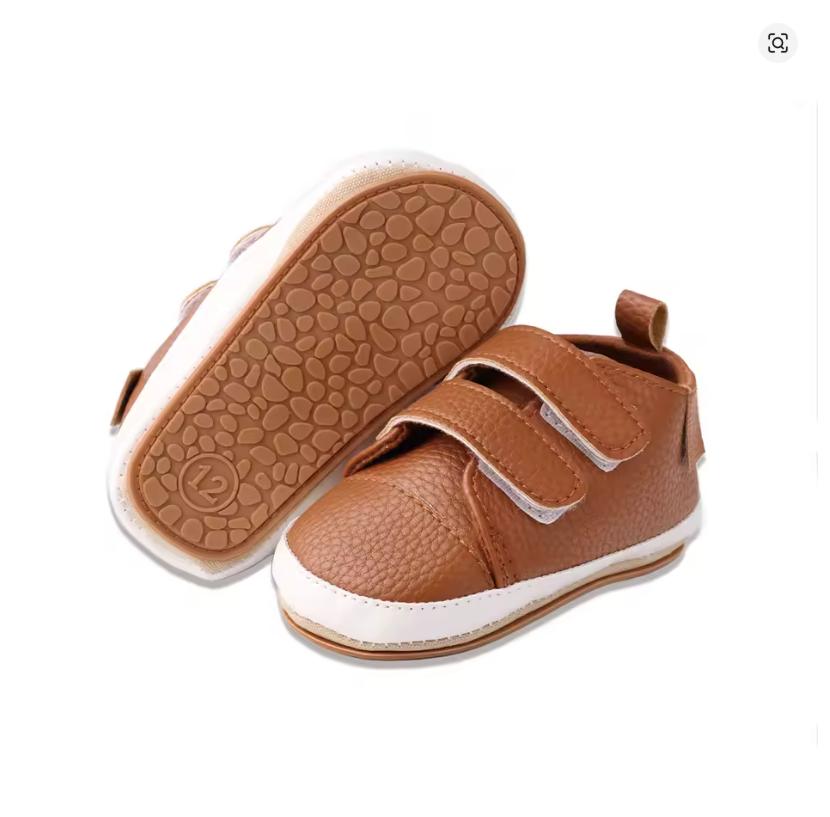 Baby Brown Faux Leather Sneakers
