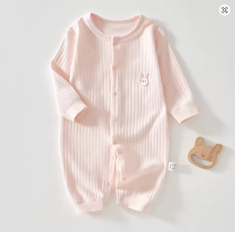 Pink Ribbed Baby Romper