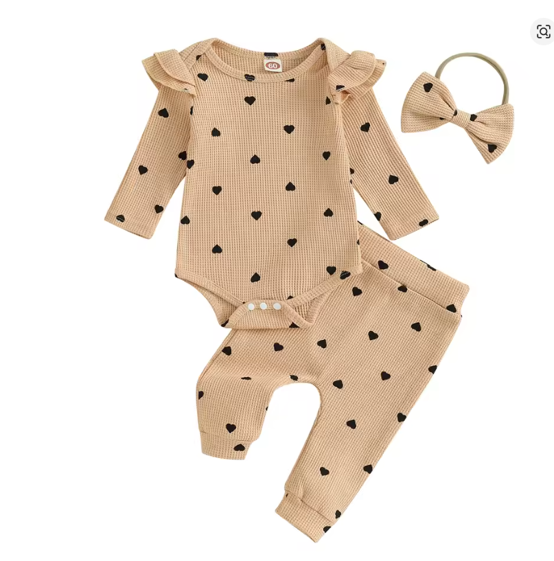 Baby Heart Print Outfit Set