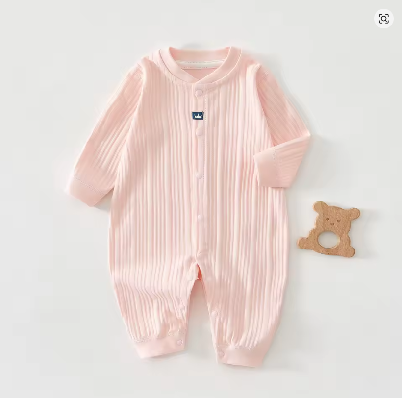 Soft Pink Ribbed Baby Romper