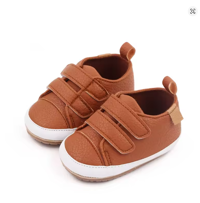Baby Brown Faux Leather Sneakers