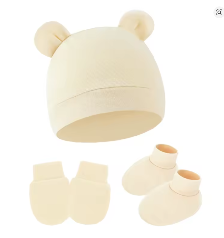 Baby Bear Hat, Mittens & Booties Set