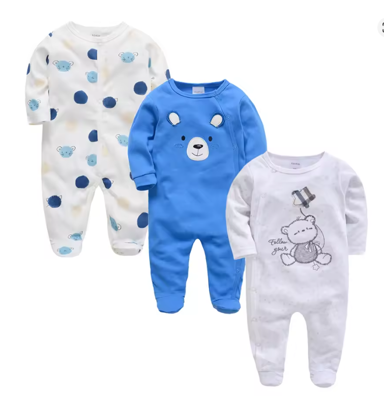 Baby Bear Printed Romper Set (3-Pack)