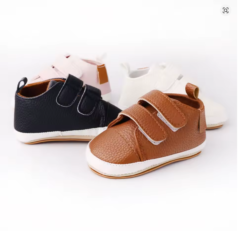 Baby Brown Faux Leather Sneakers