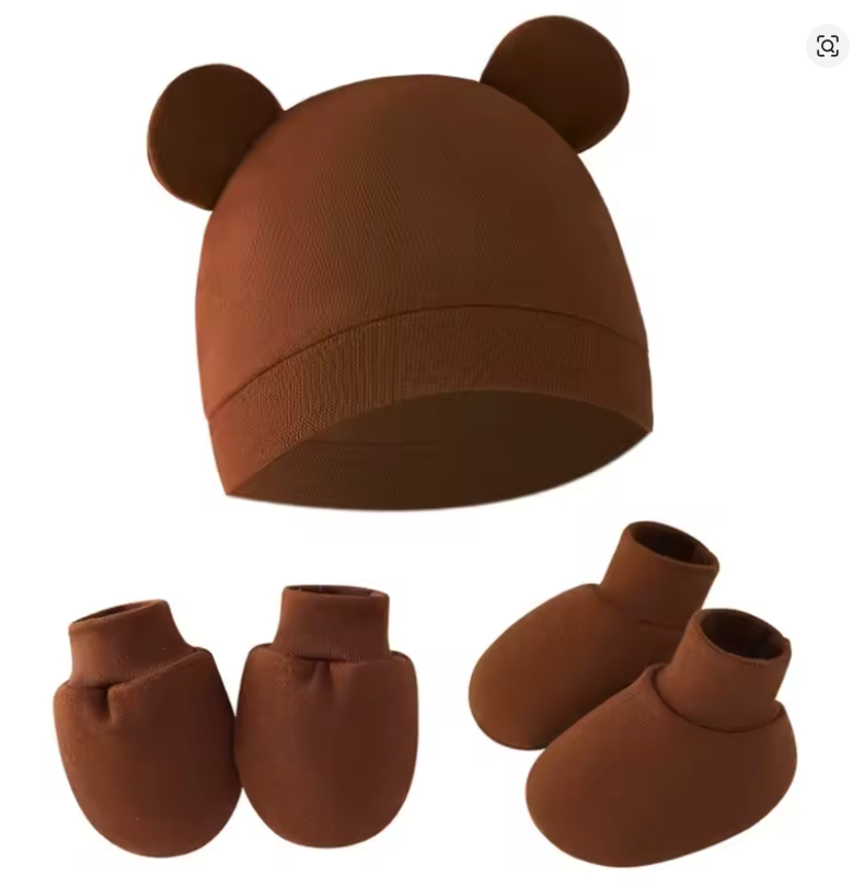 Baby Bear Hat & Mittens Set