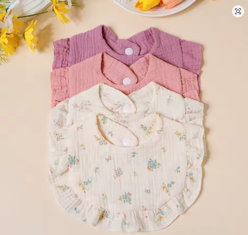 Floral Cotton Baby Bibs Set