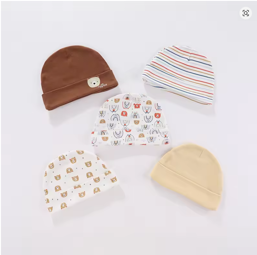 Baby Cotton Beanie Set