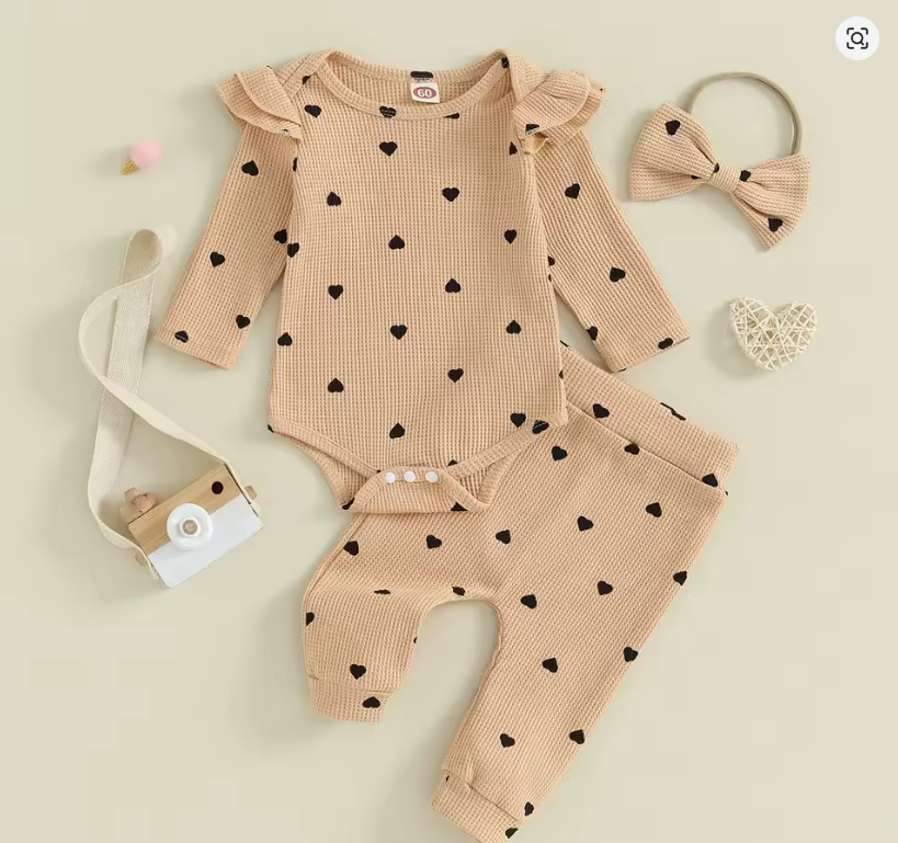 Baby Heart Print Outfit Set