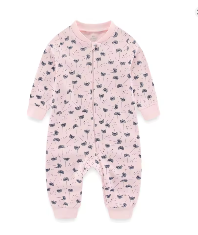 Baby Pink Zip-Up Sleep Suit