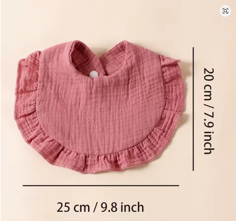 Ruffled Cotton Baby Bib Set