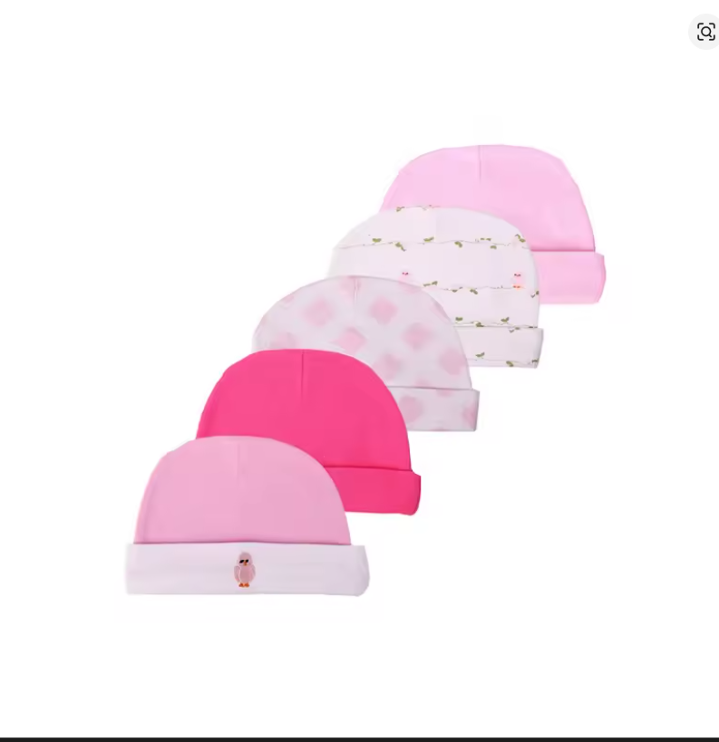Baby Pink Cotton Beanie Set